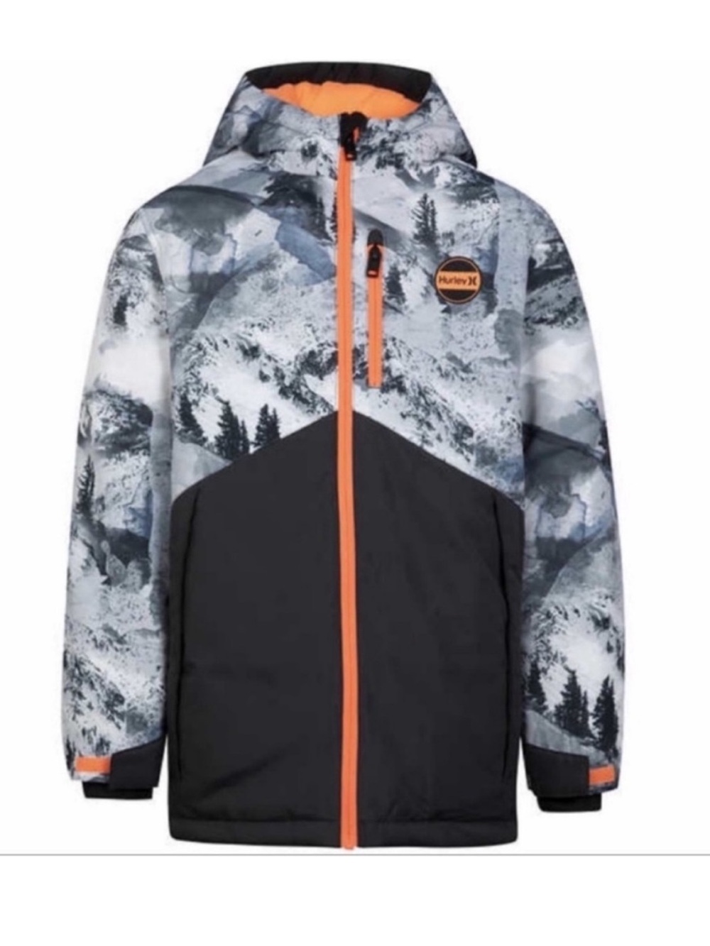 Hurley Black & Gray Snow Jacket with Orange Trim